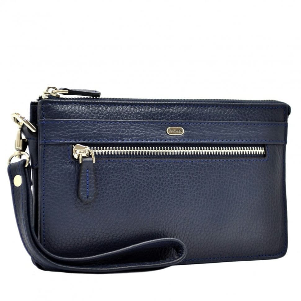 Барсетка кистьова шкіряна DESISAN 347-315 синій флотар