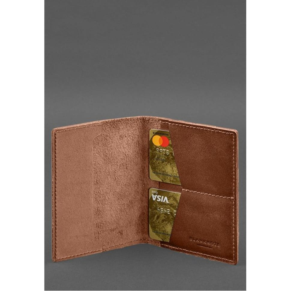 Кожаная обложка для военного билета с карманами 7.2 светло-коричневый краст