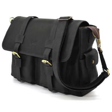 Crossbody bag made of crazy horse leather RA-6690-4lx brand TARWA black