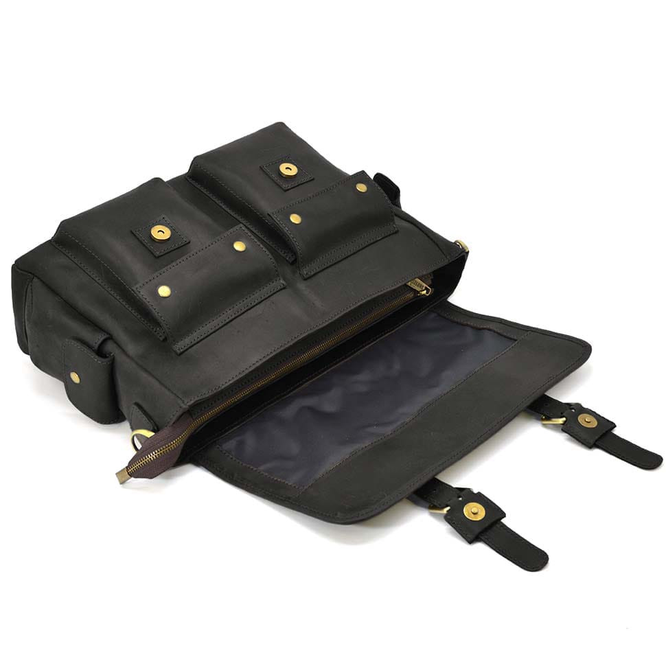 Crossbody bag made of crazy horse leather RA-6690-4lx brand TARWA black