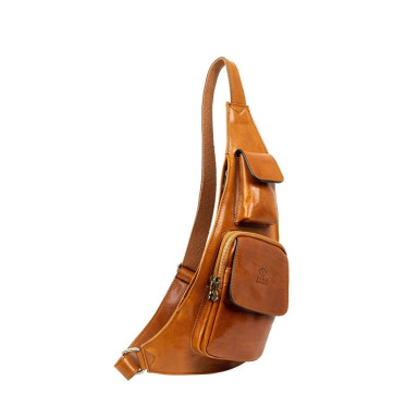 Chest bag, sling, one-shoulder backpack - The Monk - cognac Time Resistance 5240301