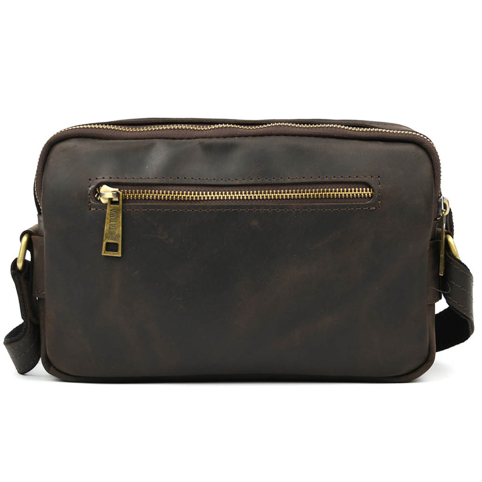 Leather shoulder bag with two compartments RC-0745-3md TARWA brown