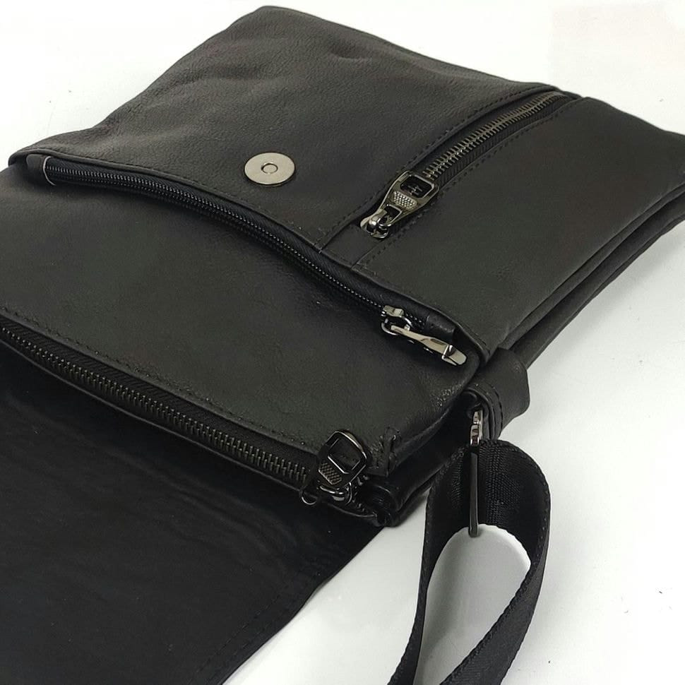 Чоловічий чорний месенджер із клапаном на застібці Tiding Bag S-JMD10-6038A