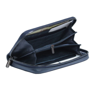 Leather wallet Newcontatto 3622 navy blue