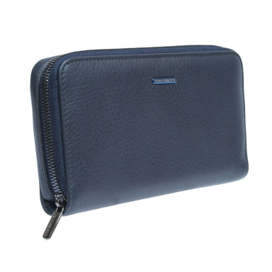 Leather wallet Newcontatto 3622 navy blue