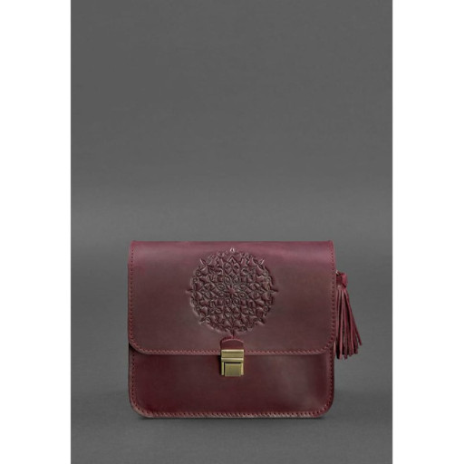 Шкіряна жіноча бохо сумка Лілу бордова Crazy Horse