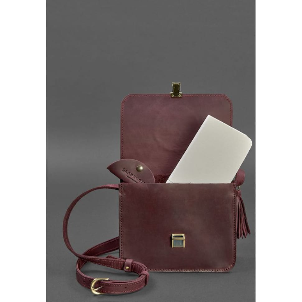 Leather women's boho bag Lilu burgundy Crazy Horse