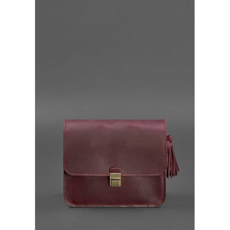 Leather women's boho bag Lilu burgundy Crazy Horse