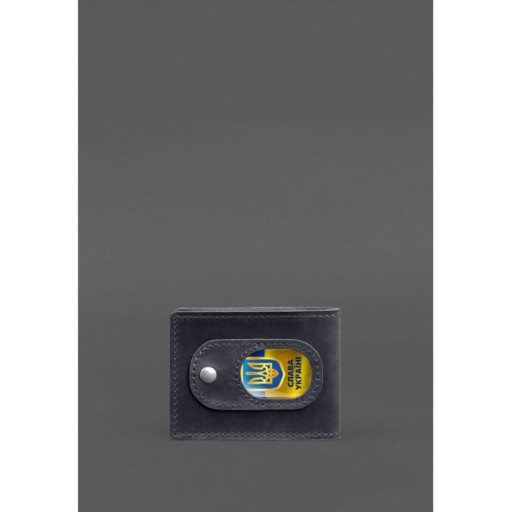 Шкіряна обкладинка для посвідчення учасника бойових дій (УБД) із кишенею для жетону синя Crazy Horse