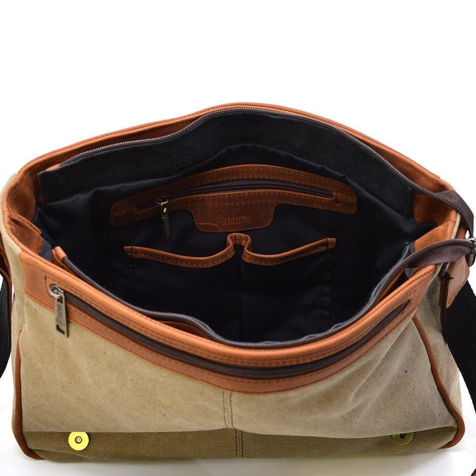 Сумка чоловіча через плече зі шкіри та канвасу TARWA RCC-1047-3md