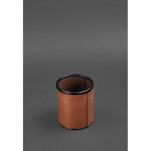 Склянка для ручок у шкіряному чохлі світло-коричневий Crazy Horse