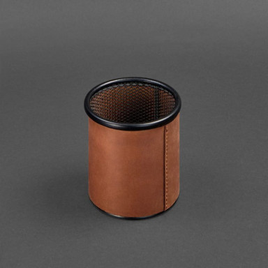 Glass for pens in a leather case light brown Crazy Horse