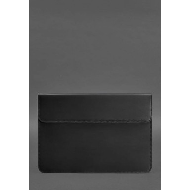 Кожаный чехол-конверт на магнитах для MacBook 13 Черный  Crazy Horse