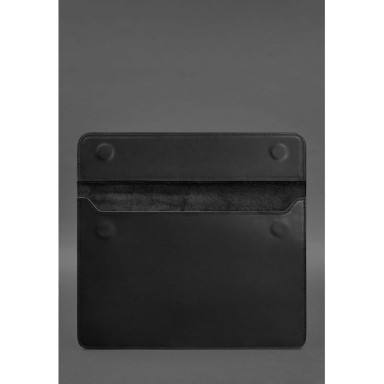 Кожаный чехол-конверт на магнитах для MacBook 13 Черный  Crazy Horse