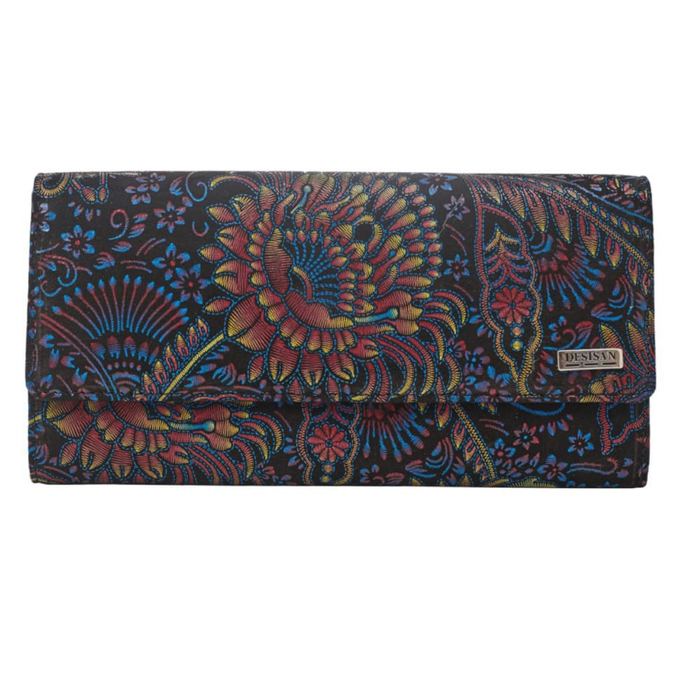 Кошелек женский кожа Desisan 150-995 синие цветы