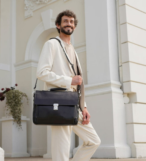 Шкіряний портфель для ноутбука - In Cold Blood - Чорний колір - Time Resistance 5193201