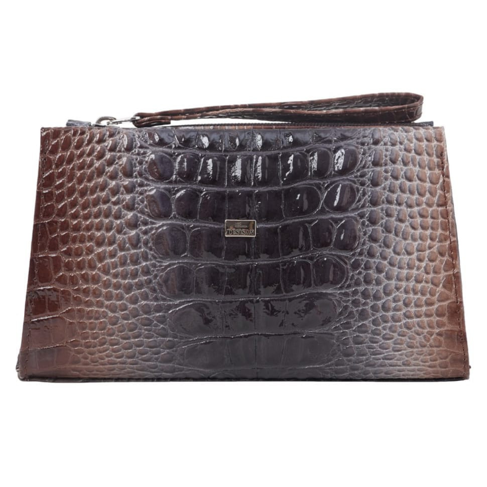 Косметичка кожаная Desisan 2-757 серый питон