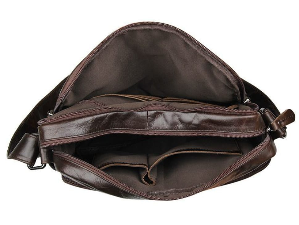 Мессенджер коричневий, натуральна шкіра три відділення John McDee JD7332C