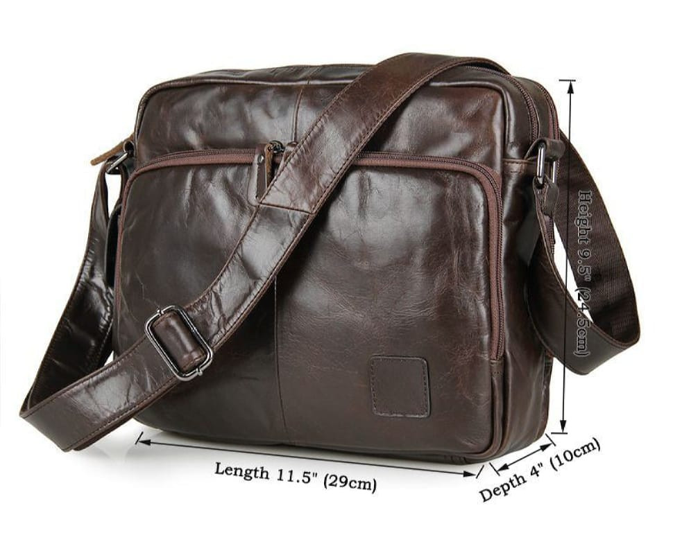 Мессенджер коричневий, натуральна шкіра три відділення John McDee JD7332C