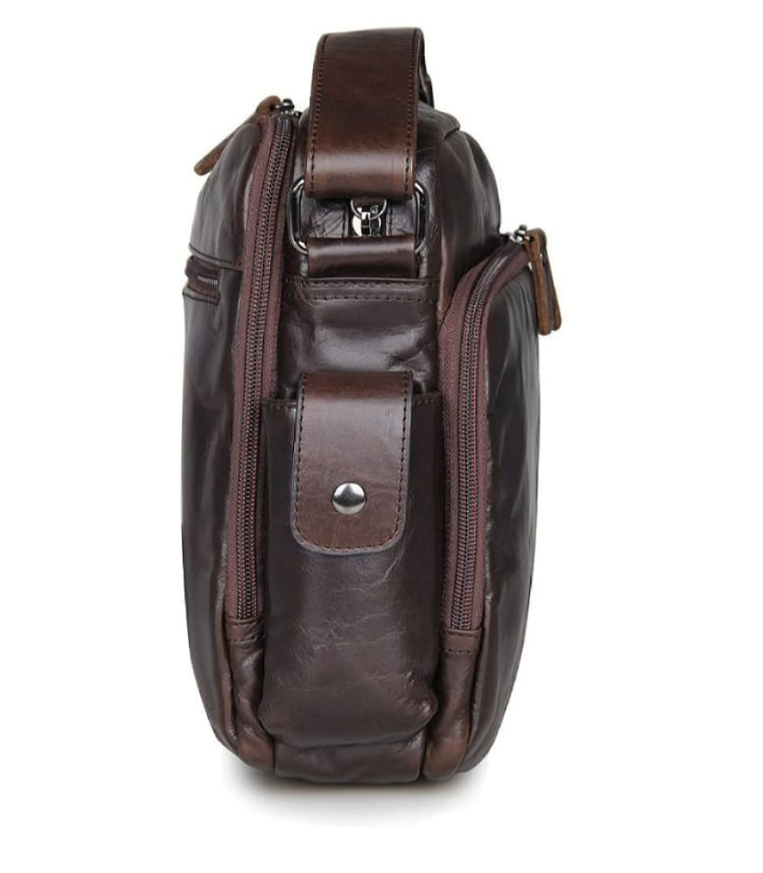 Мессенджер коричневий, натуральна шкіра три відділення John McDee JD7332C