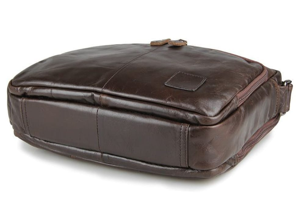 Мессенджер коричневий, натуральна шкіра три відділення John McDee JD7332C