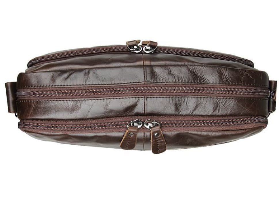 Мессенджер коричневий, натуральна шкіра три відділення John McDee JD7332C