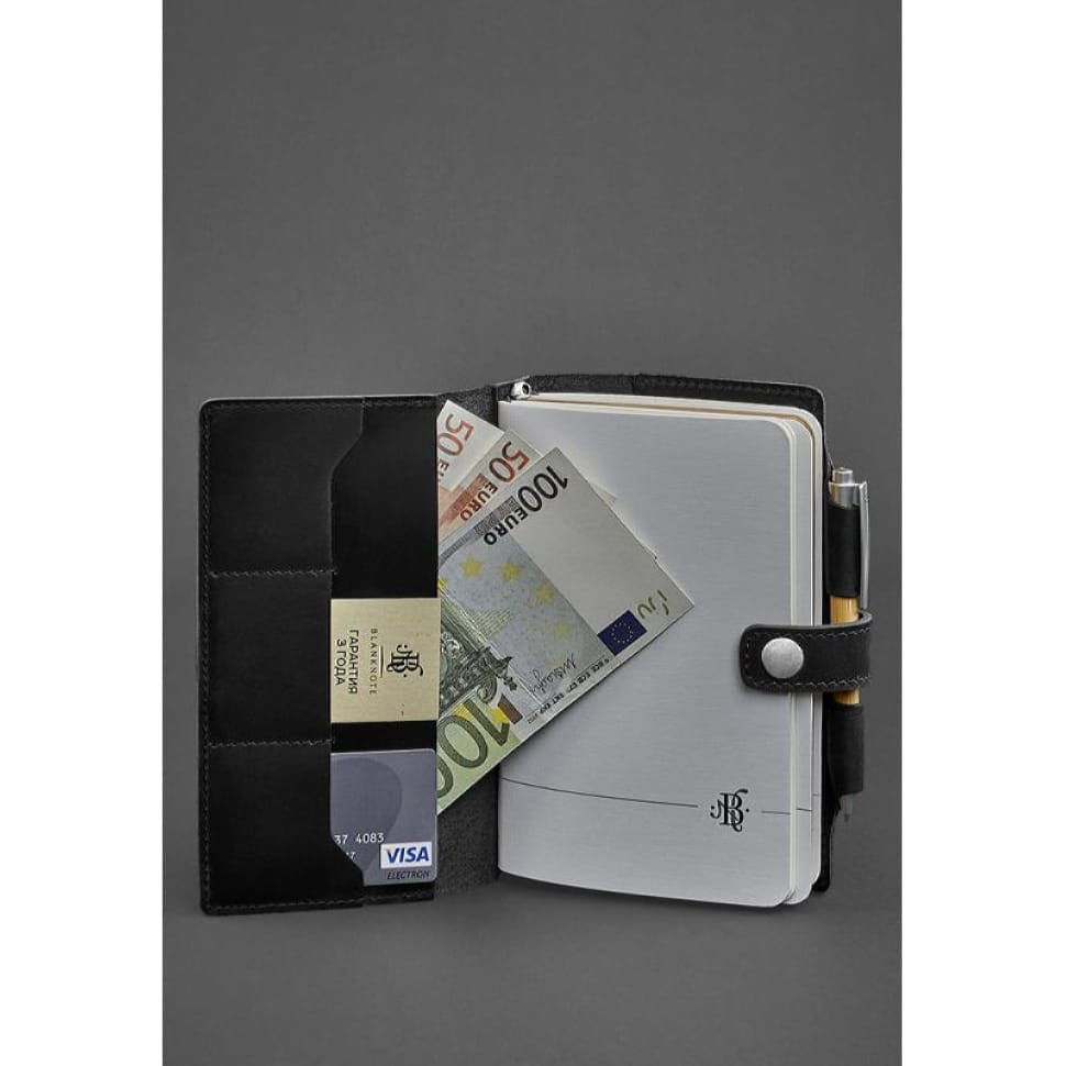 Шкіряний блокнот (Софт-бук) 4.0 чорний Crazy Horse