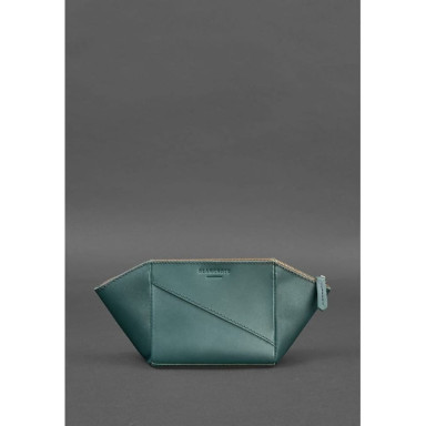 Women's leather cosmetic bag Crust green