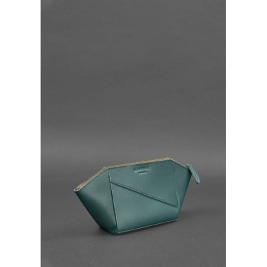 Women's leather cosmetic bag Crust green