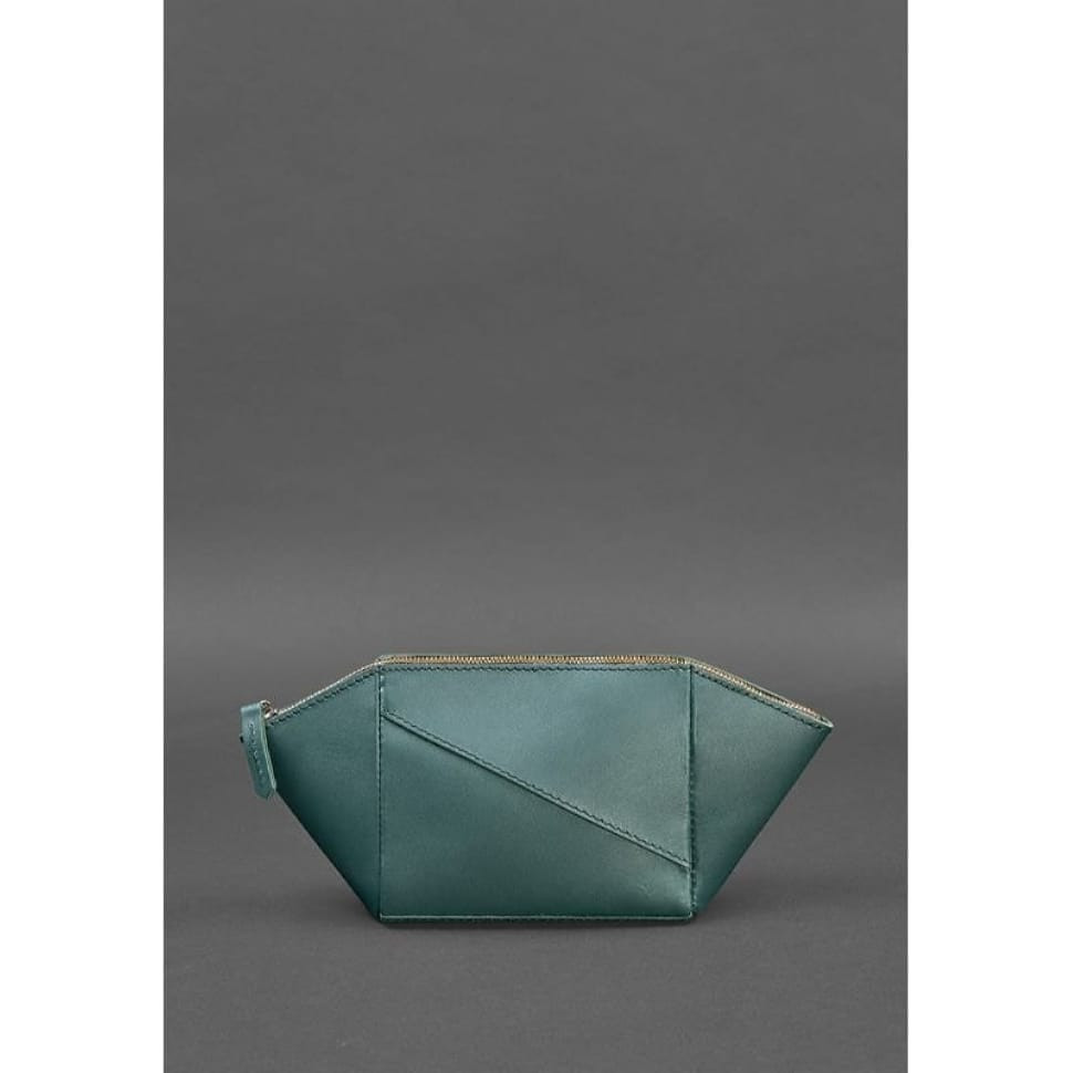 Жіноча шкіряна косметичка Краст зелена