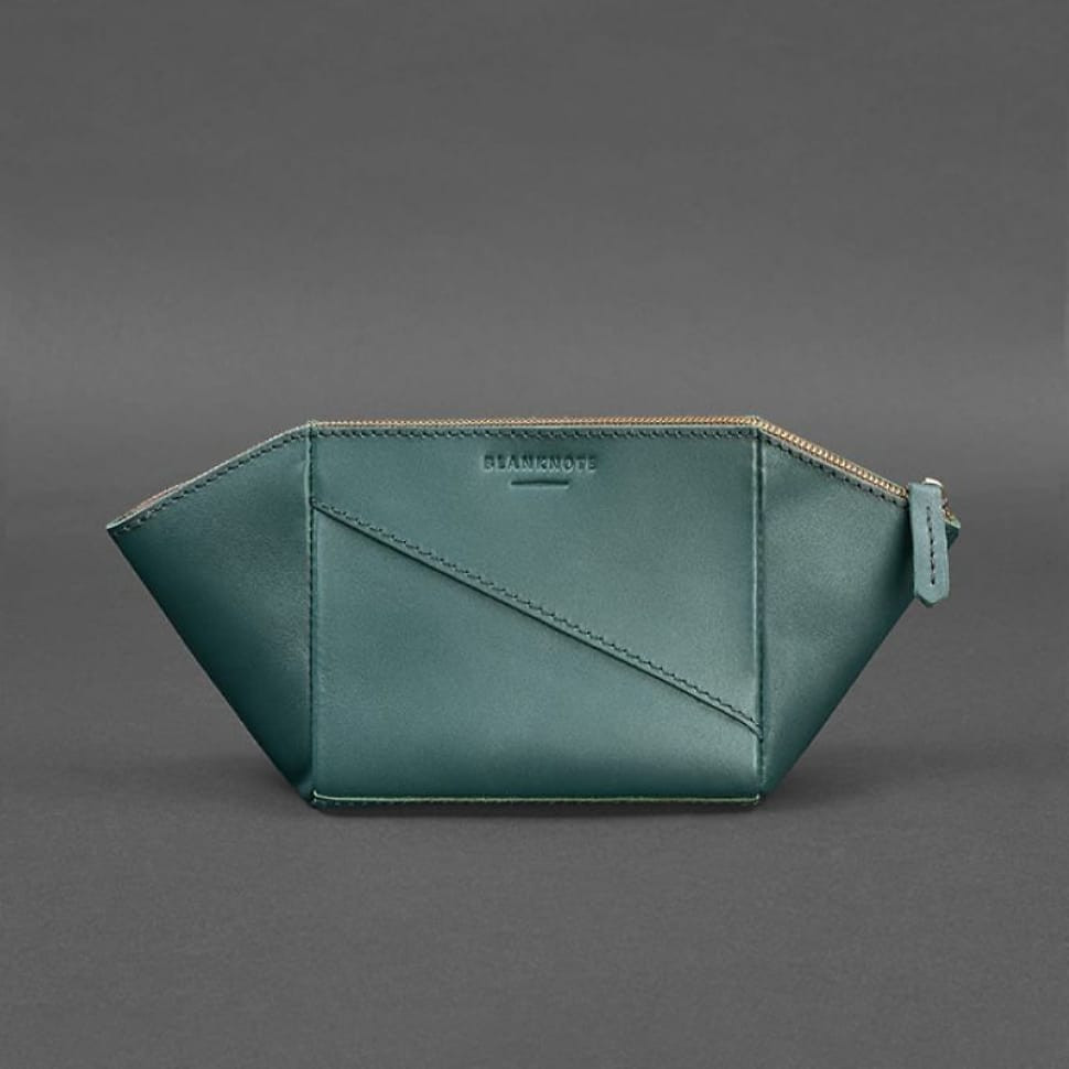 Жіноча шкіряна косметичка Краст зелена