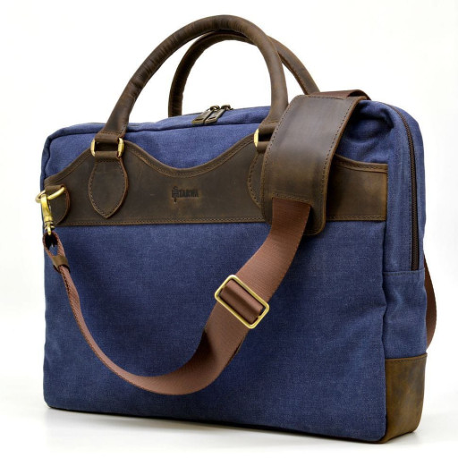 Сумка чоловіча мікс тканини Канвас і натуральної шкіри RK-8839-4lx TARWA