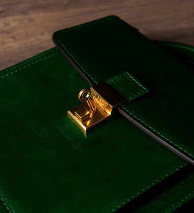 Small Leather Briefcase for Women - Walden -  Green color -  Time Resistance 5242601W