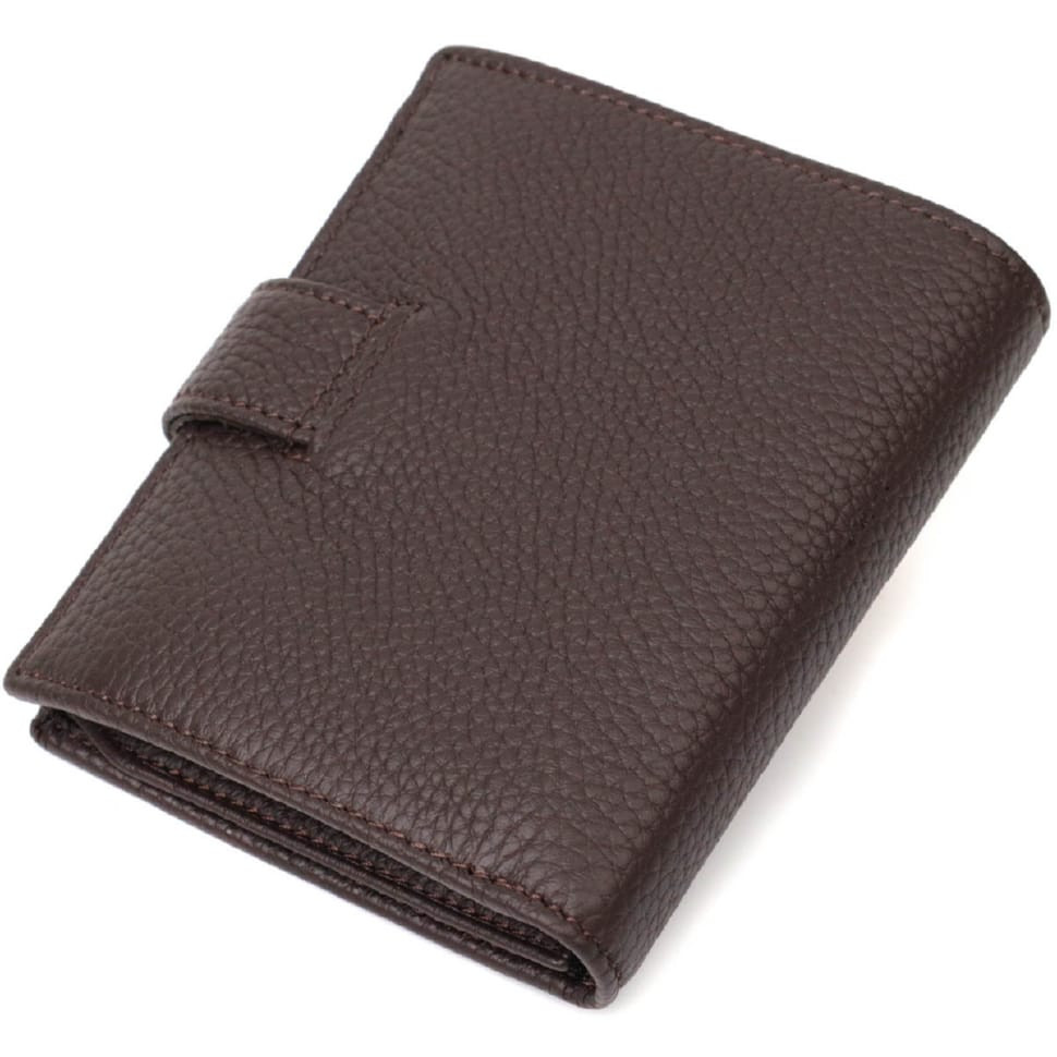 Компактний чоловічий вертикальний гаманець із натуральної шкіри флотар BOND 22002 Коричневий