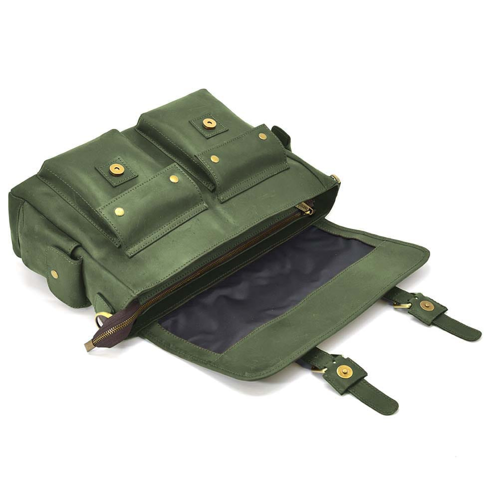 Сумка через плече зі шкіри crazy horse RE-6690-4lx бренду TARWA зелена