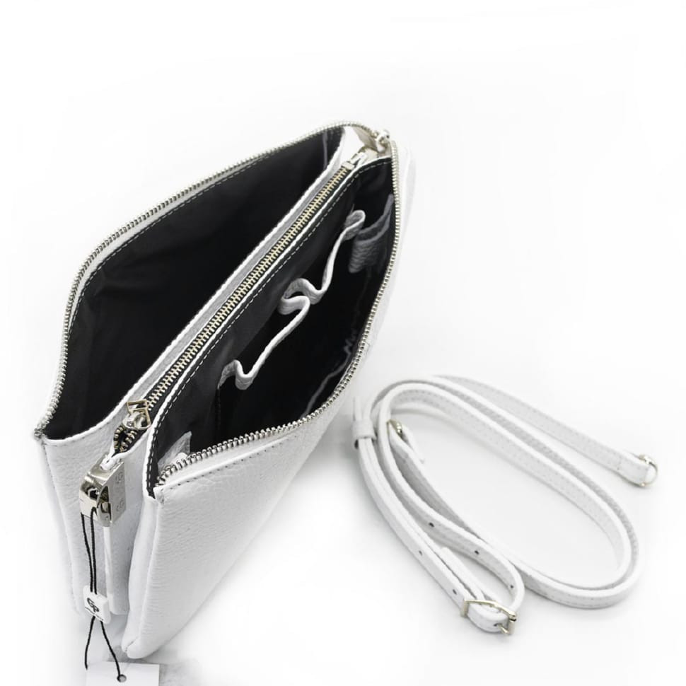 Жіночий клатч з ремінцем через плече, білий Grande Pelle 70570201