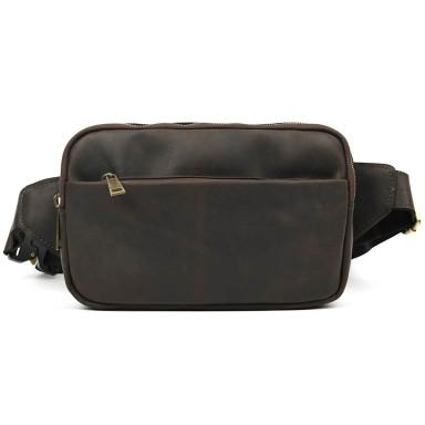 Waist bag made of genuine leather RC-0741-3md TARWA brown