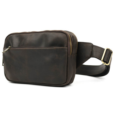 Waist bag made of genuine leather RC-0741-3md TARWA brown