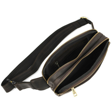 Waist bag made of genuine leather RC-0741-3md TARWA brown