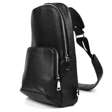 Leather sling bag Grande Pelle 723710 black flotar