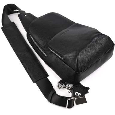 Leather sling bag Grande Pelle 723710 black flotar