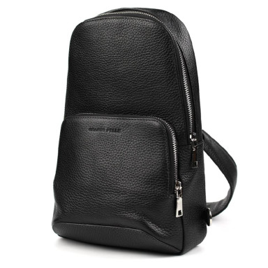 Leather sling bag Grande Pelle 723710 black flotar