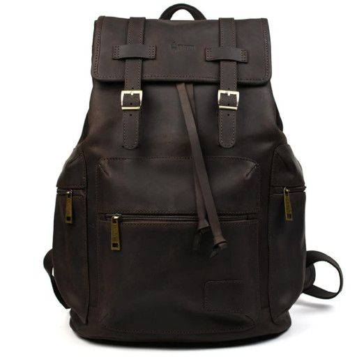 Шкіряний рюкзак RC-0010-4lx від бренду TARWA коричнева крейзі хорс