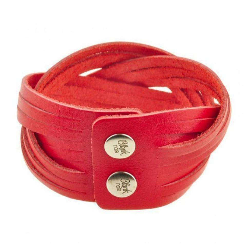 Жіночий шкіряний браслет-кіска кораловий