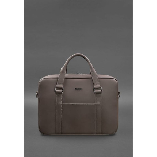 Шкіряна сумка для ноутбука та документів темно-бежева