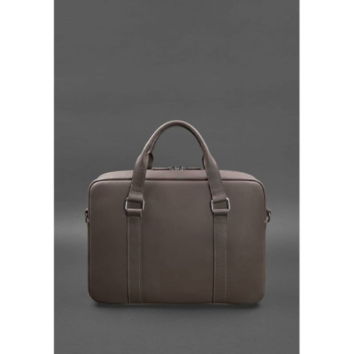 Шкіряна сумка для ноутбука та документів темно-бежева