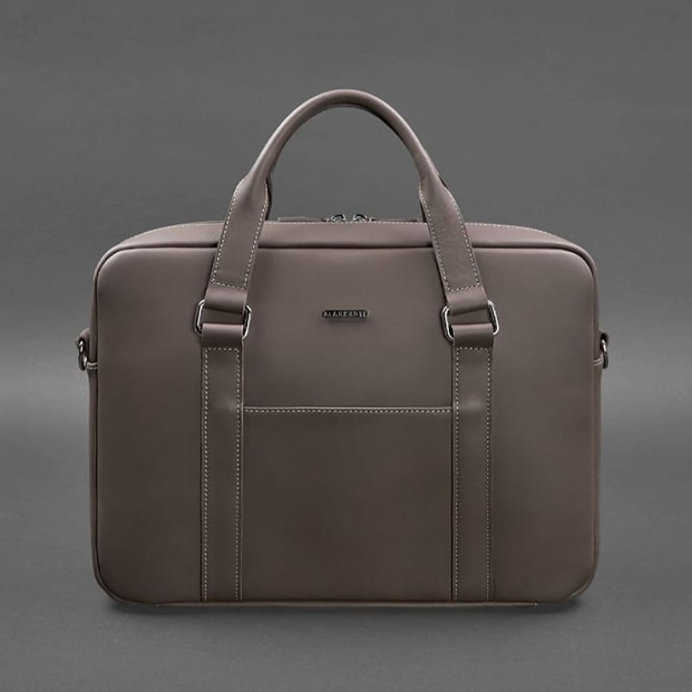 Шкіряна сумка для ноутбука та документів темно-бежева