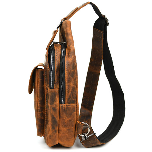 Модний рюкзак слінг на одну шлейку коньячний вінтаж TARWA RY-4007-3md
