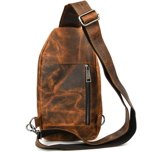 Модний рюкзак слінг на одну шлейку коньячний вінтаж TARWA RY-4007-3md
