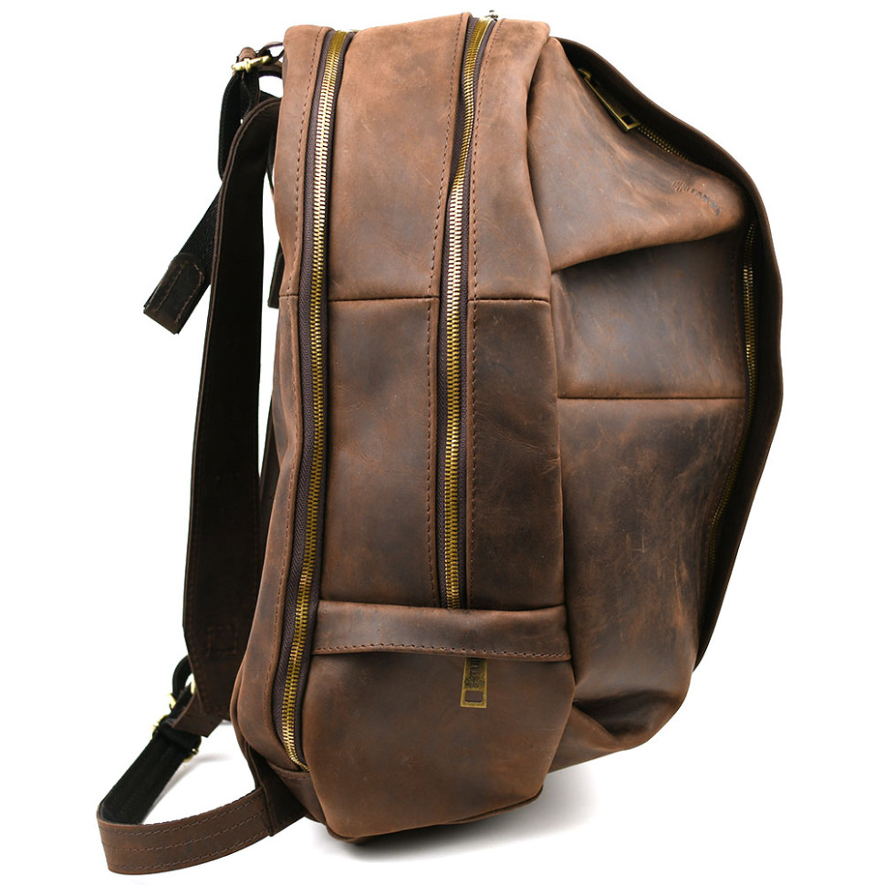 Mens leather urban backpack from Crazy Horse RC-7341-3md TARWA brown